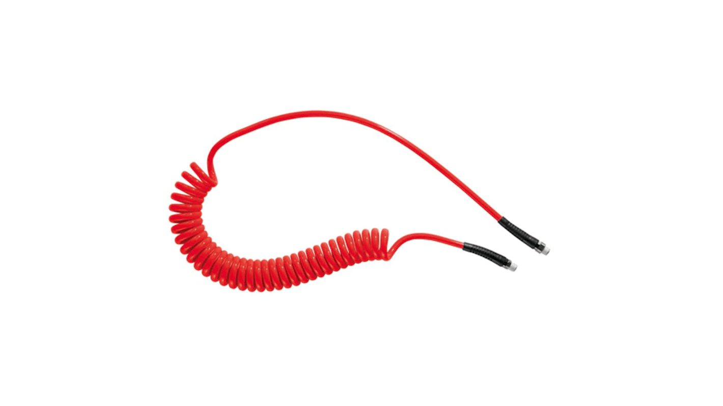 Tubo a spirale con connettore Facom in Poliuretano, Øint 8mm, Øest 12mm, R 3/8, col. Rosso