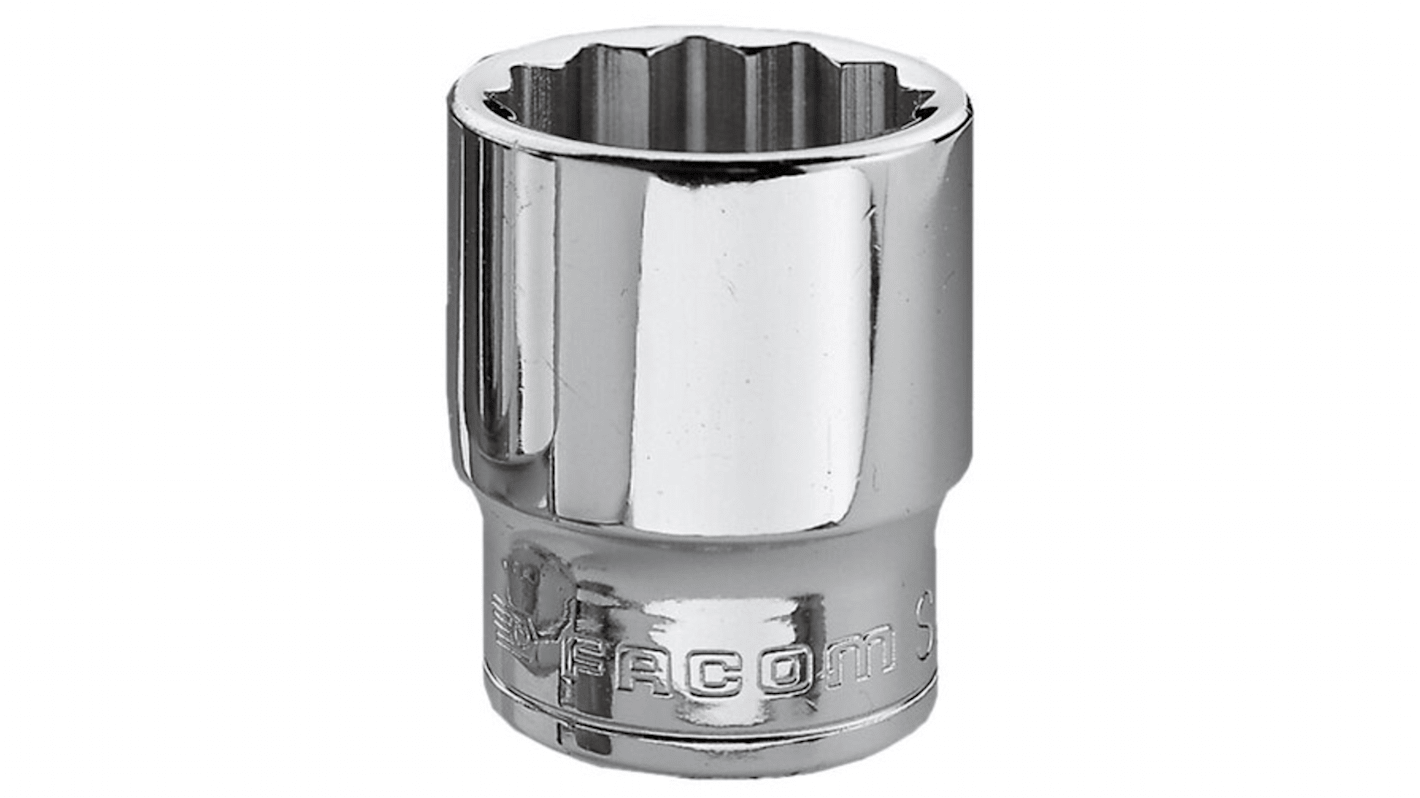 Facom 3/8 in Drive 1/4in Standard Socket, 12 point, 44.7 mm Overall Length