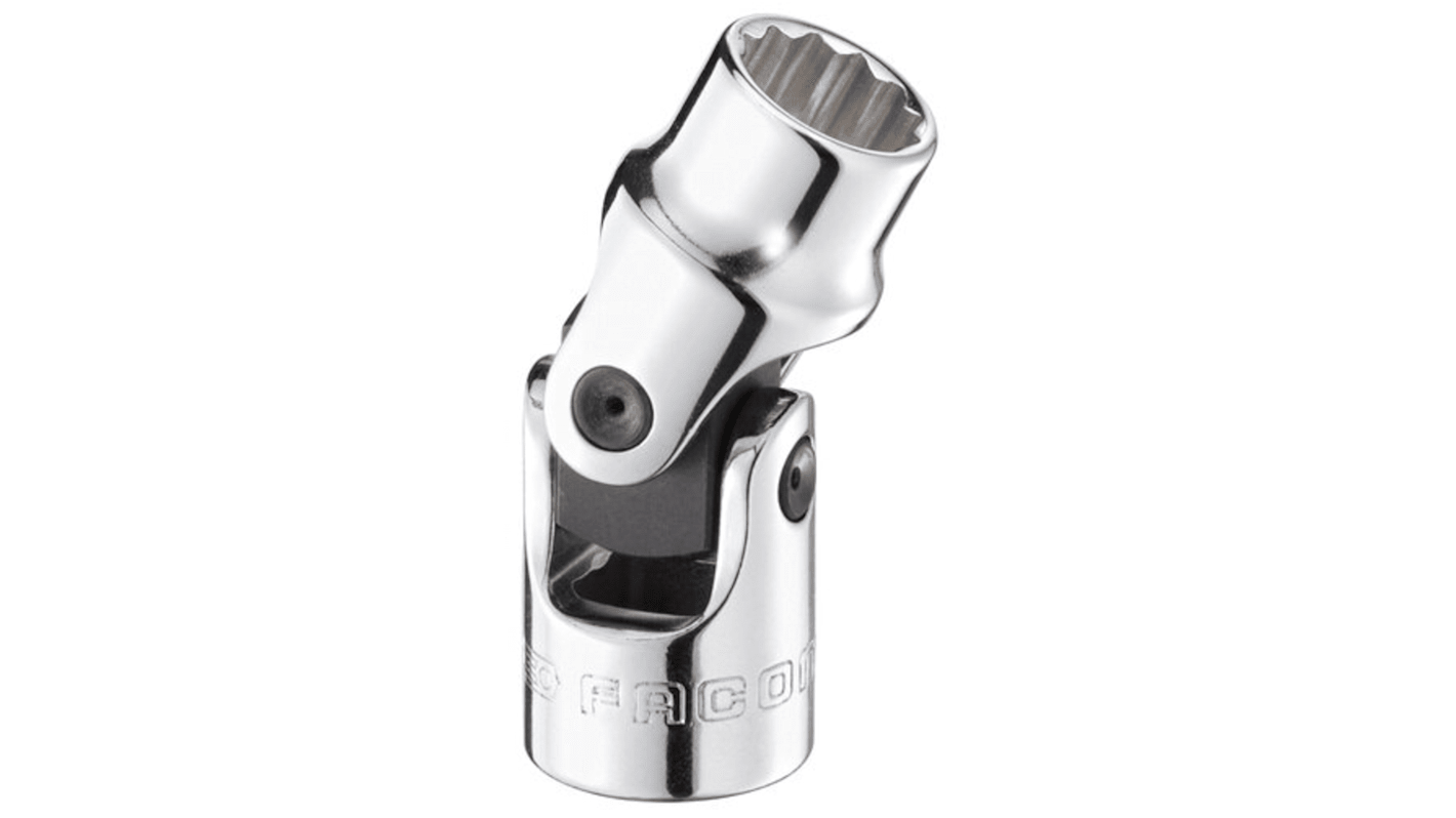 Facom 3/8 in Drive 11/16in Universal Joint Socket, 12 point, 33 mm Overall Length