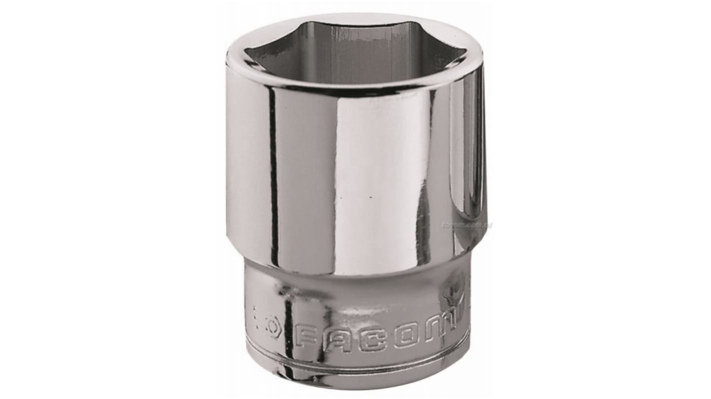 Facom 3/8 in Drive 22mm Standard Socket, 6 point, 33 mm Overall Length