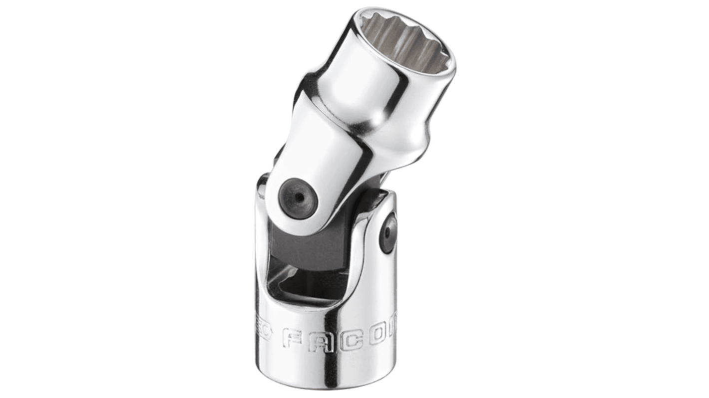 Facom 3/8 in Drive 5/8in Universal Joint Socket, 12 point, 30 mm Overall Length