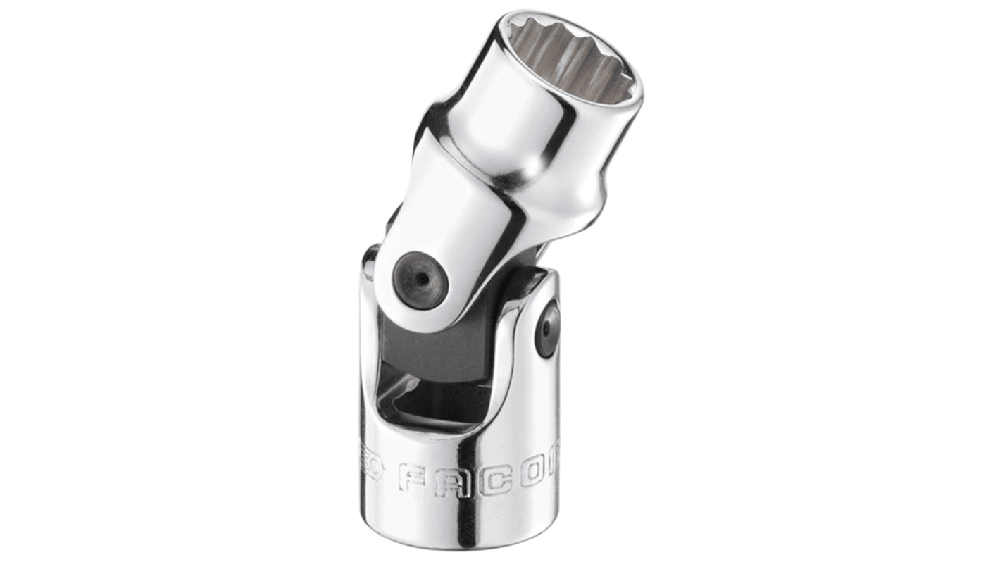 Facom 3/8 in Drive 7/16in Universal Joint Socket, 12 point, 27 mm Overall Length
