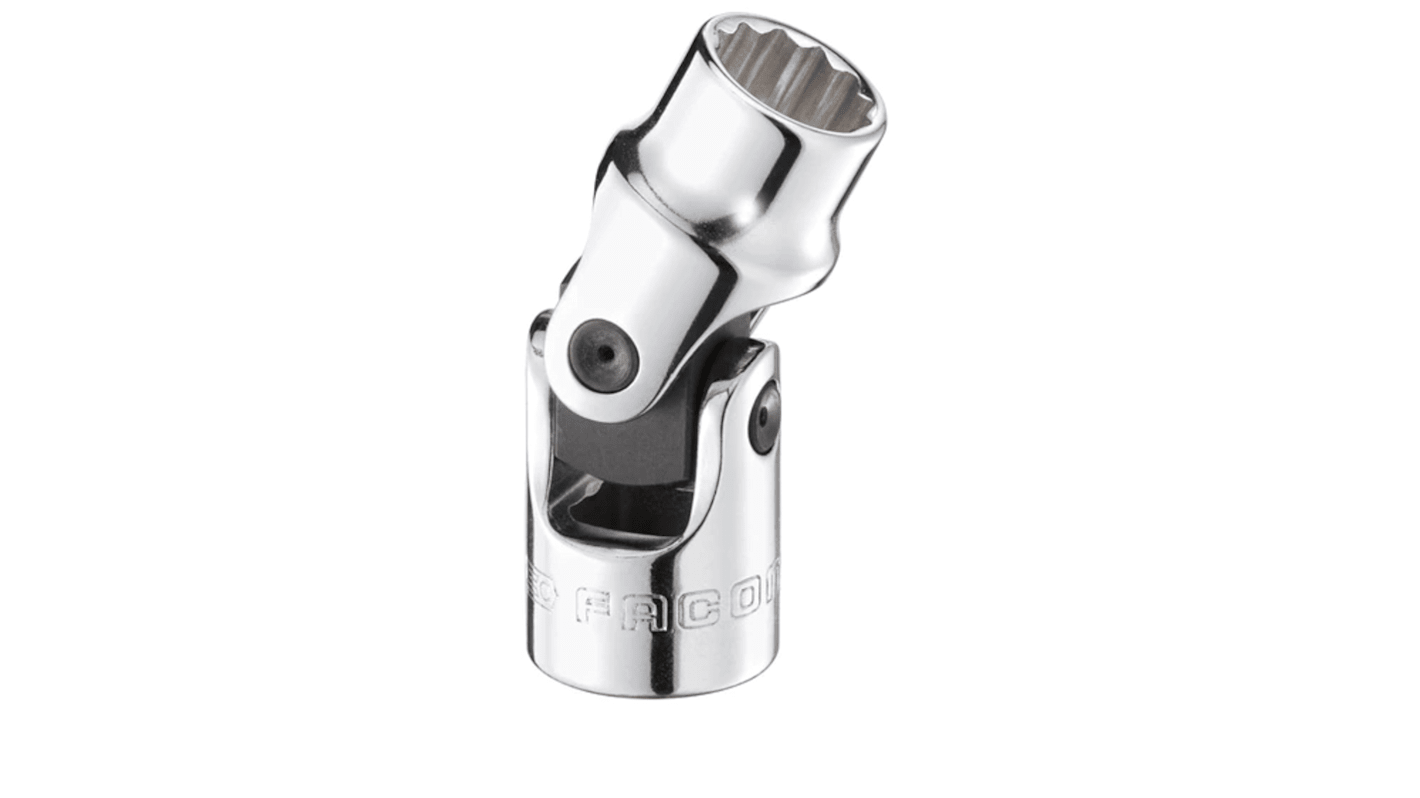 Facom 3/8 in Drive 9/16in Universal Joint Socket, 12 point, 30 mm Overall Length