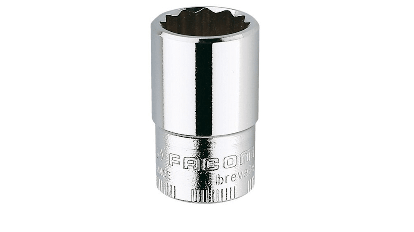 Facom 3/8 in Drive 1/2in Standard Socket, 12 point, 30 mm Overall Length