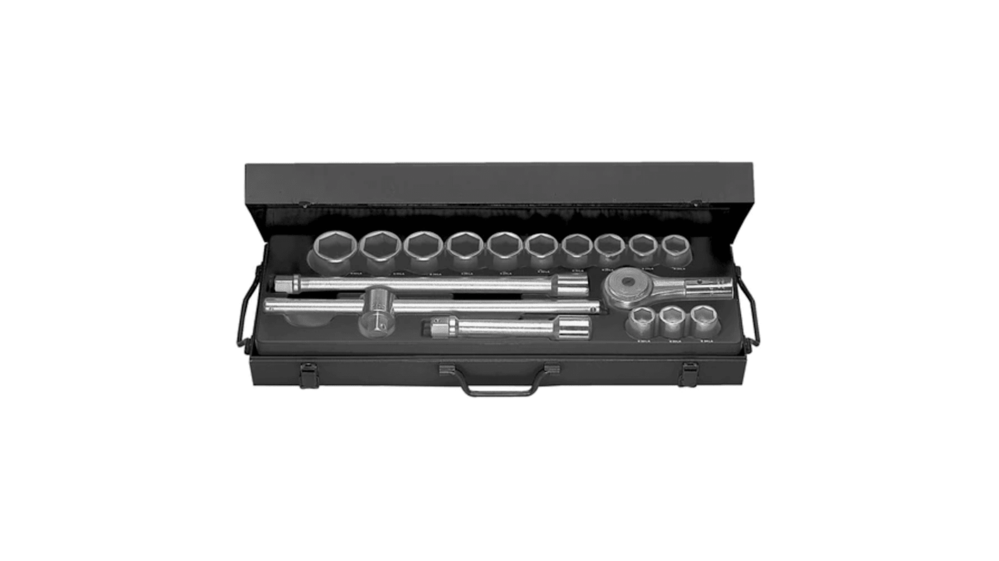 K.415E Metric 3/4 in Deep Socket Set with Ratchet, 6 point RS