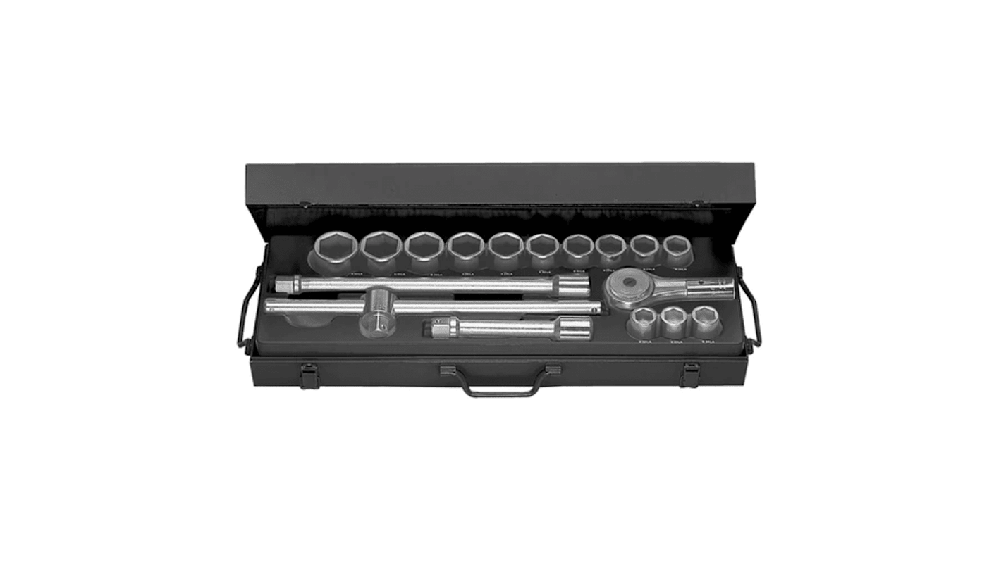 Facom Metric 3/4 in Deep Socket Set with Ratchet, 6 point