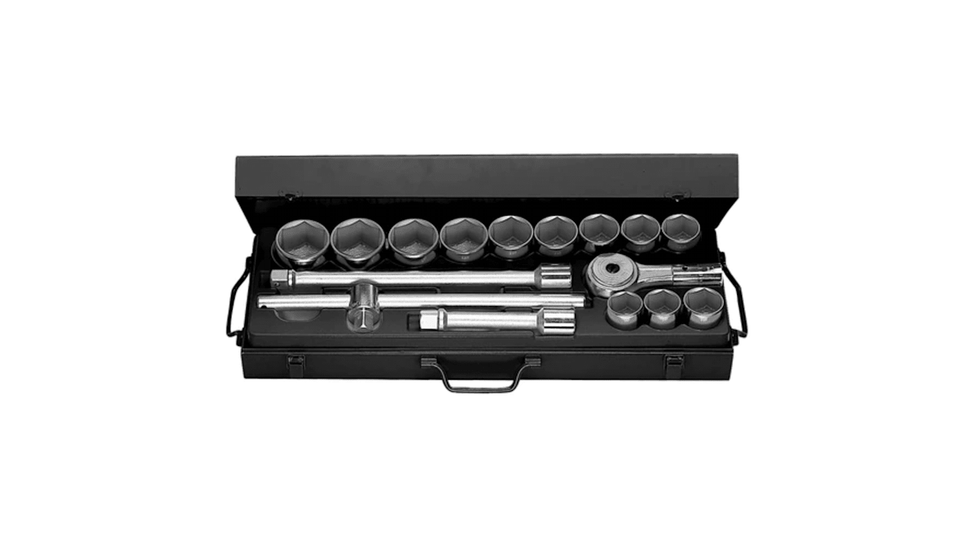 Facom Metric 3/4 in Standard Socket Set with Ratchet, 6 point