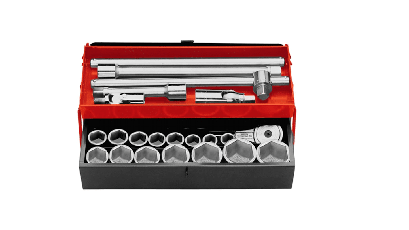 Facom Metric 3/4 in Standard Socket Set with Ratchet, 6 point