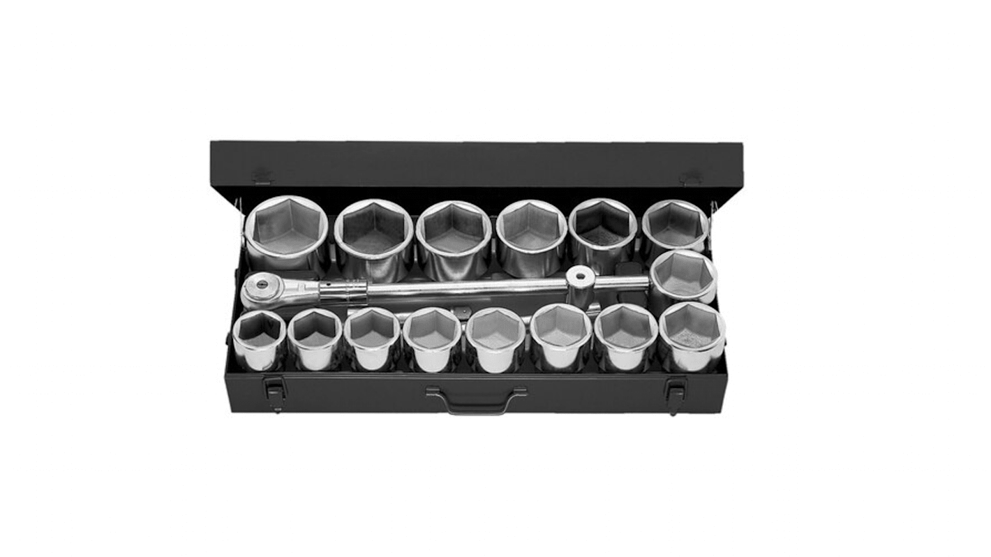 Facom Metric 1 in Standard Socket Set with Ratchet, 6 point