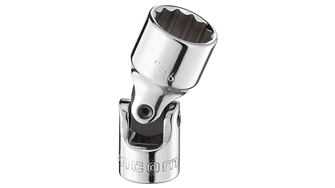 Facom 1/4 in Drive 1/4in Universal Joint Socket, 12 point, 32.8 mm Overall Length