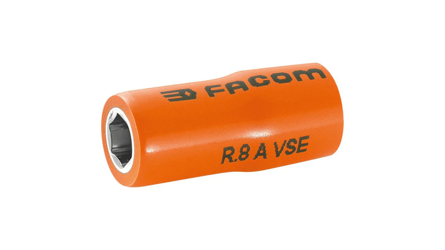 Facom 1/4 in Drive 10mm Insulated Standard Socket, 6 point, VDE/1000V, 22 mm Overall Length