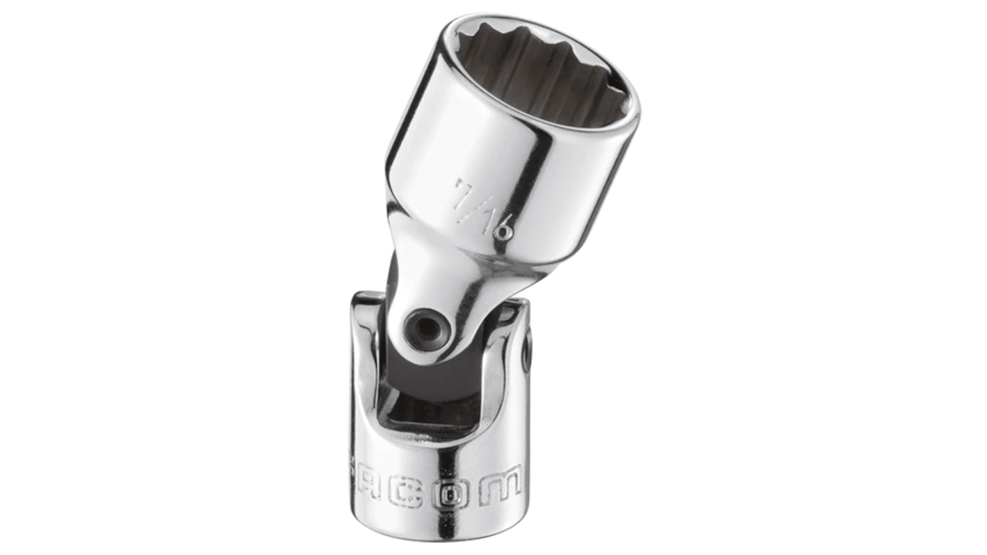 Facom 1/4 in Drive 5/16in Universal Joint Socket, 12 point, 33.3 mm Overall Length