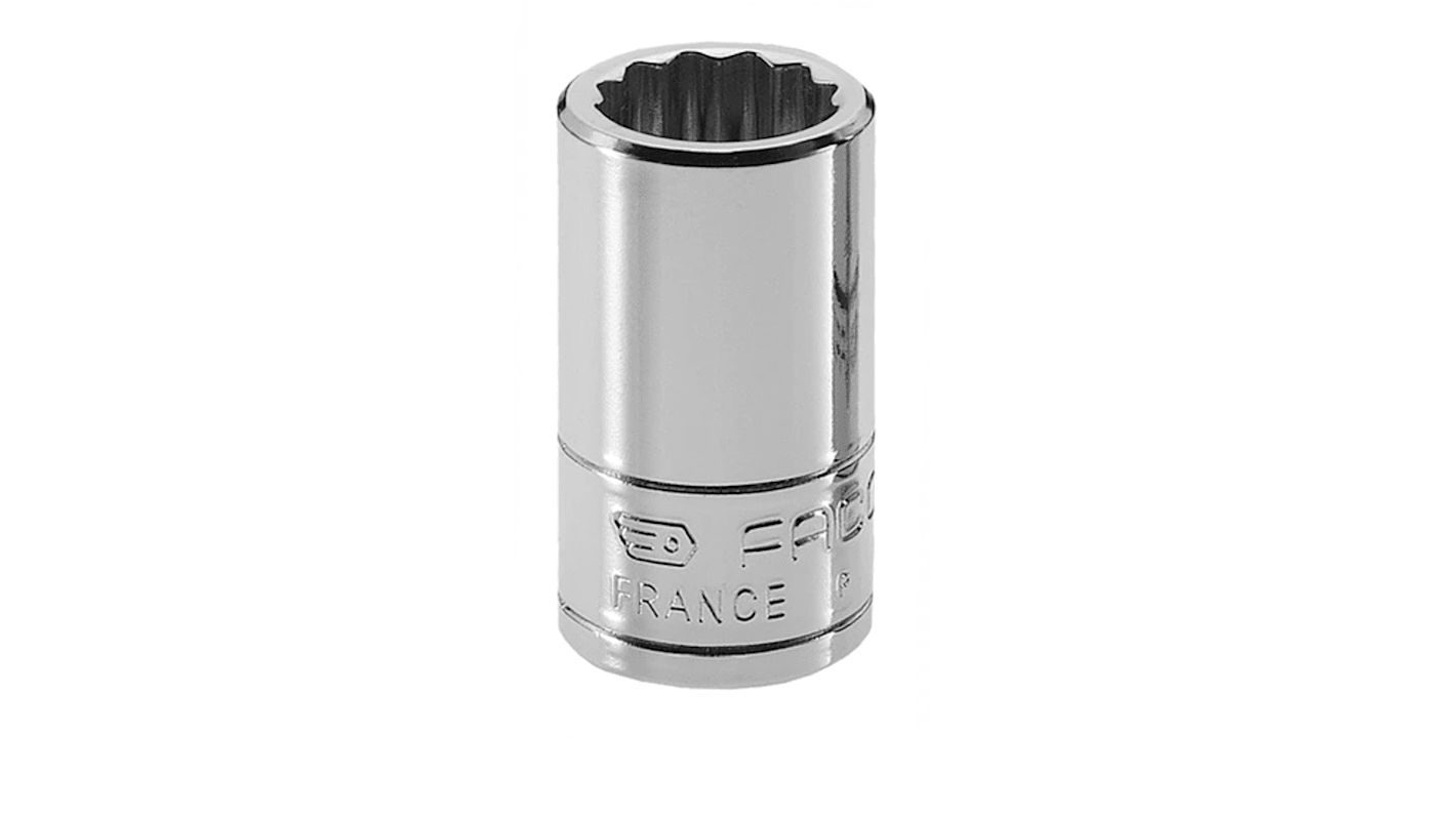 Facom 1/4 in Drive 9/32in Standard Socket, 12 point, 22 mm Overall Length