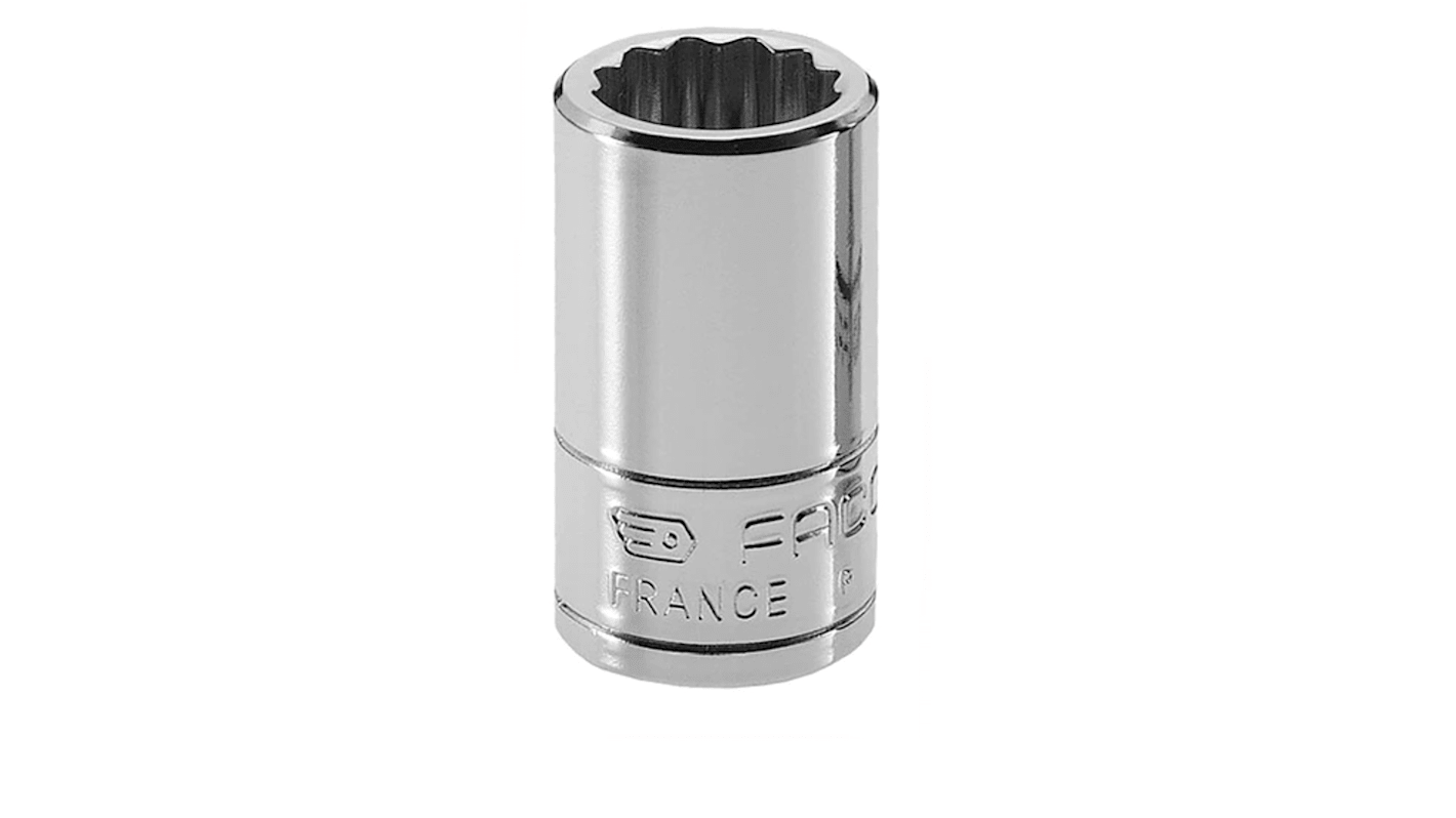 Facom 1/4 in Drive 9mm Standard Socket, 12 point, 22 mm Overall Length