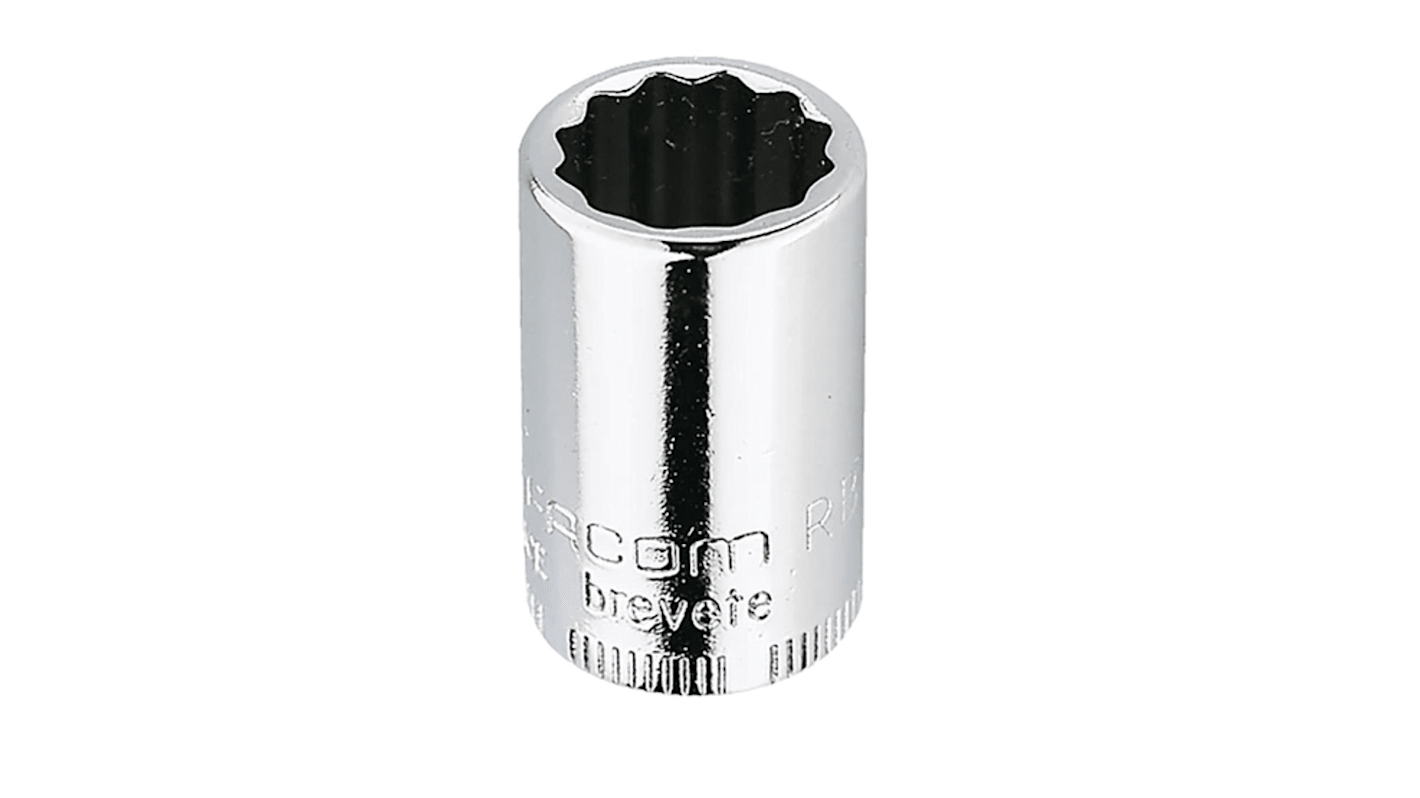 Facom 1/4 in Drive 9/32in Standard Socket, 12 point, 22 mm Overall Length