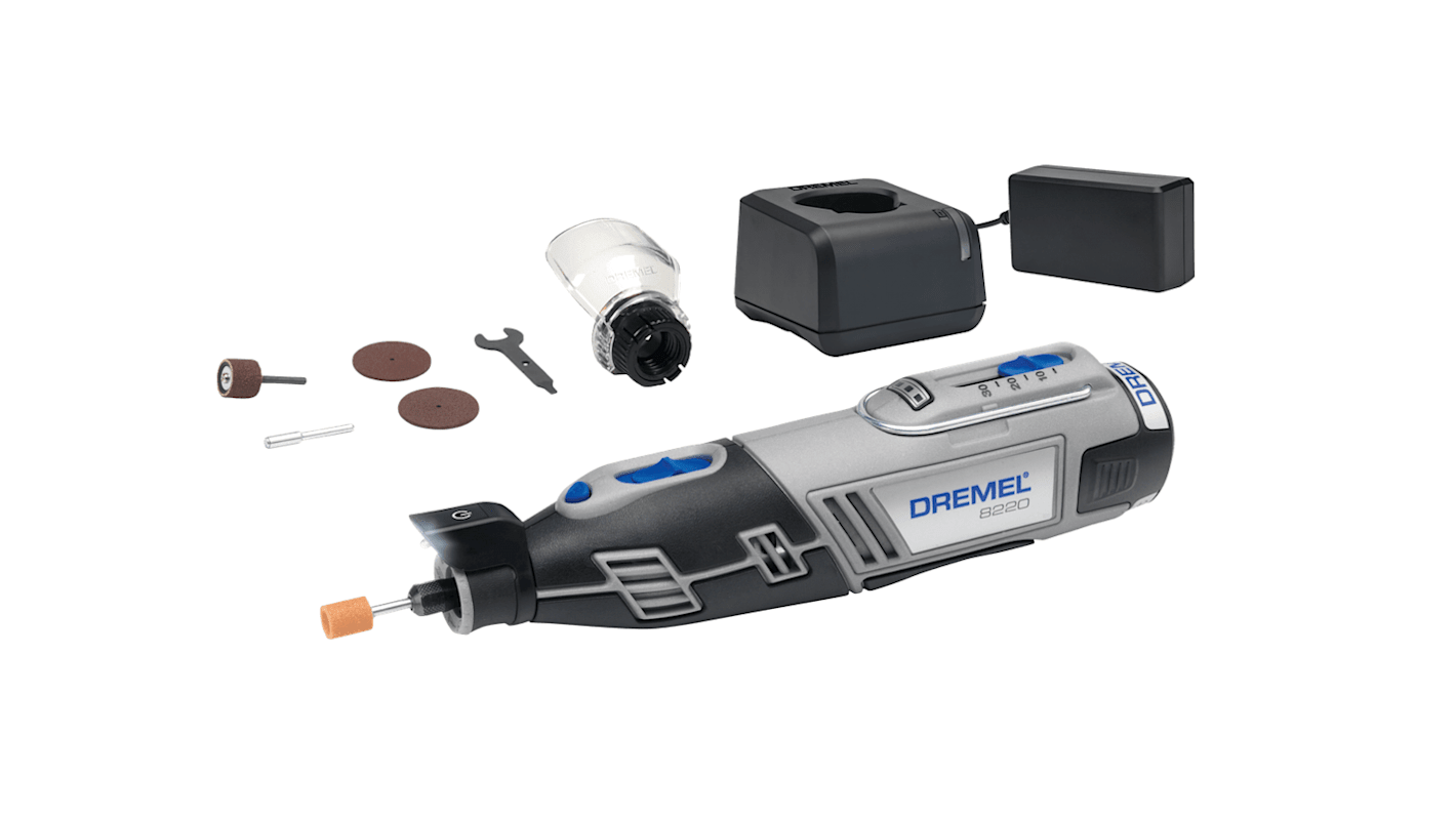 Dremel Dremel 8220-1/5 Multifunktionswerkzeug Rotationswerkzeug 5000 → 35000U/min, UK-Netzstecker L. 25cm Akku