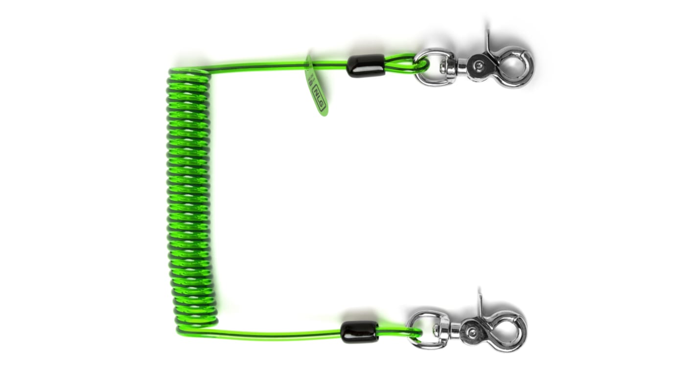 Never Let Go 14cm → 210cm PU Outer/Stainless Steel Tool Lanyard Coil Tether, 3kg Capacity