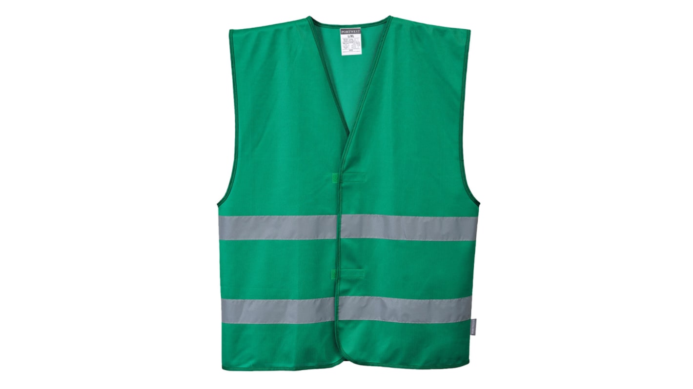 Chaleco de alta visibilidad Unisex Portwest de color Verde, talla S-M, cierre con gancho y bucle