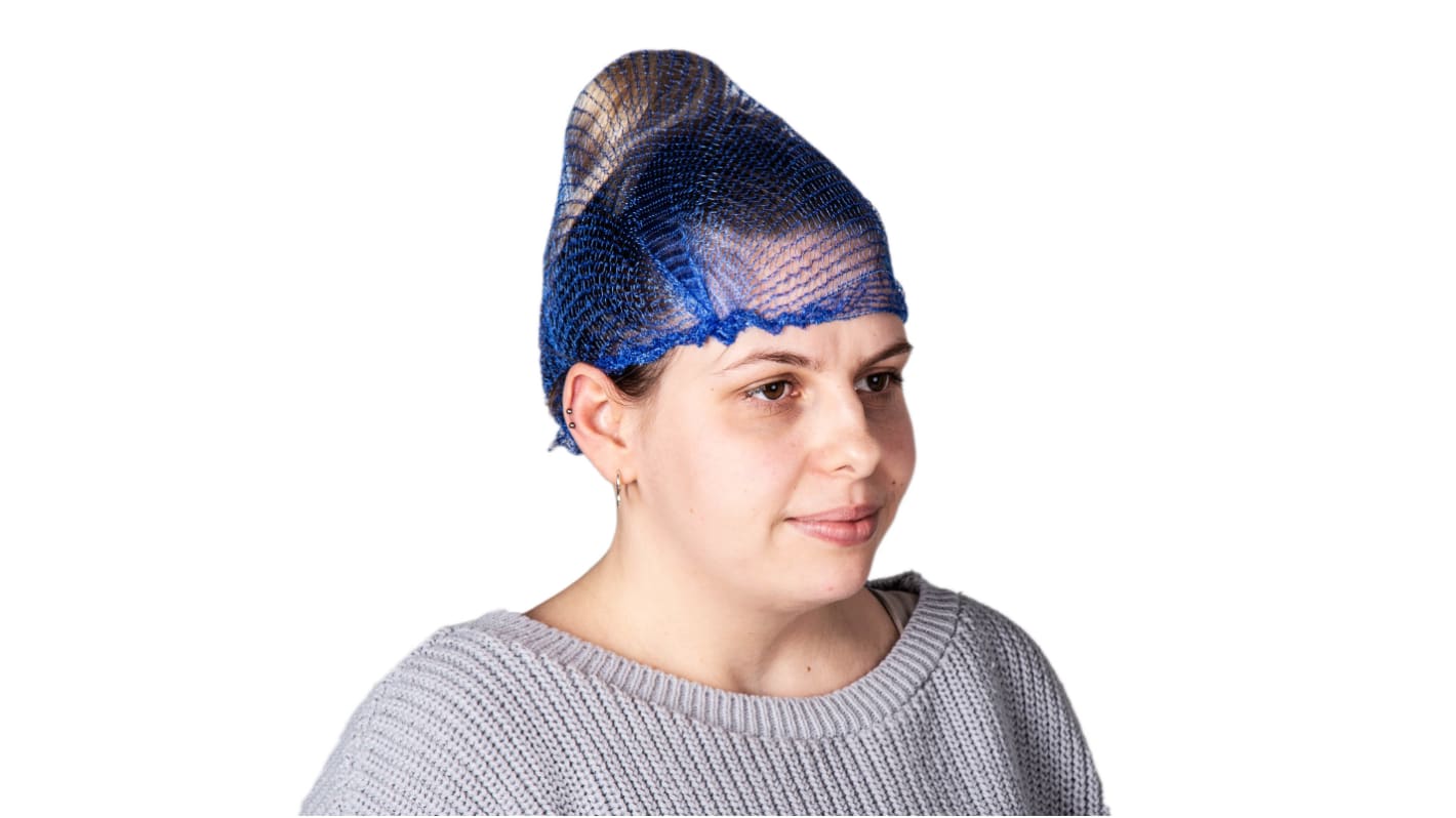 Hairtite Blue Disposable Hair Net for Food Industry Use, X Large, Hair Net Type, Non-Metal Detectable