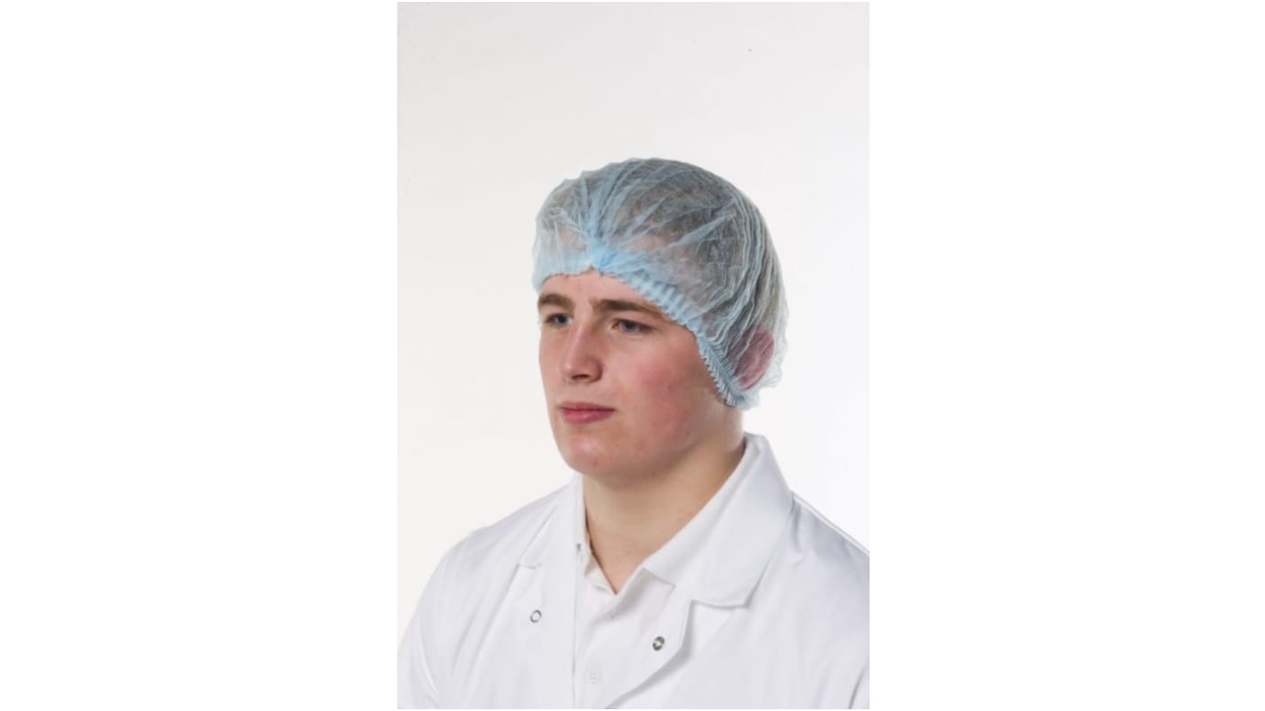 Reldeen White Disposable Hair Cap for Food Industry Use, 52 cm, Mob Cap Type, Non-Metal Detectable