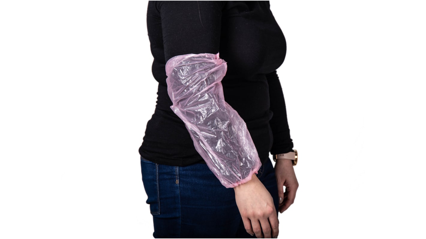 Reldeen Reldeen Pink Disposable Polythene Arm Protector for Food Industry Use, 400mm Length, 22 x 40 cm