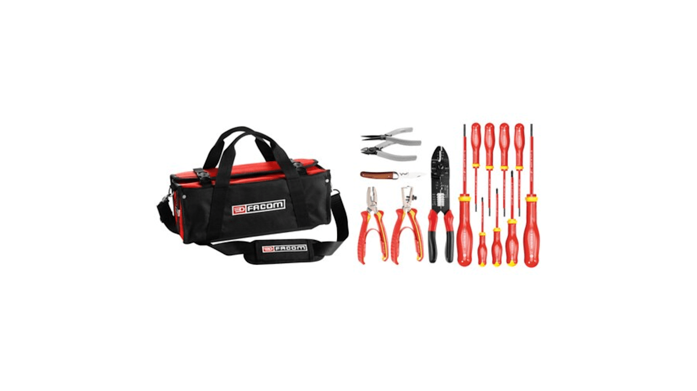 Kit de herramientas Facom, Bolsa de 15 piezas, para electricistas