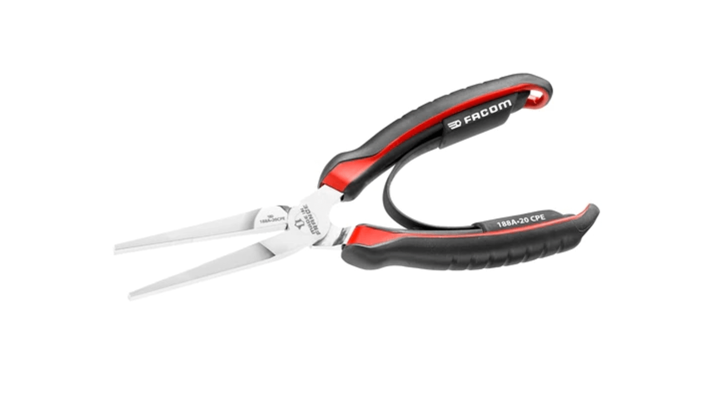 Facom Flat Nose Pliers, 200 mm Overall, Flat Tip