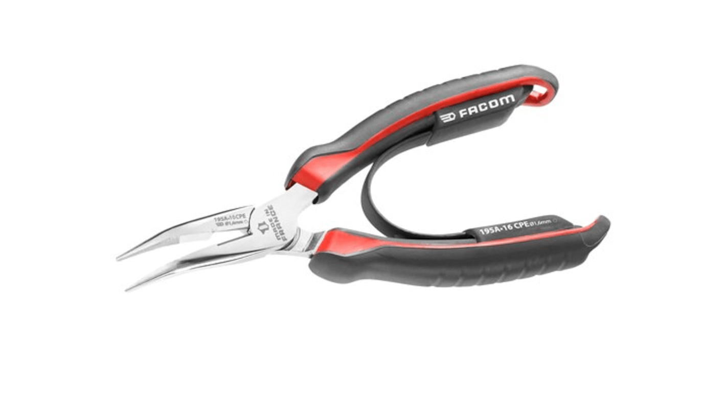 Facom Round Nose Pliers, 160 mm Overall, Angled Tip