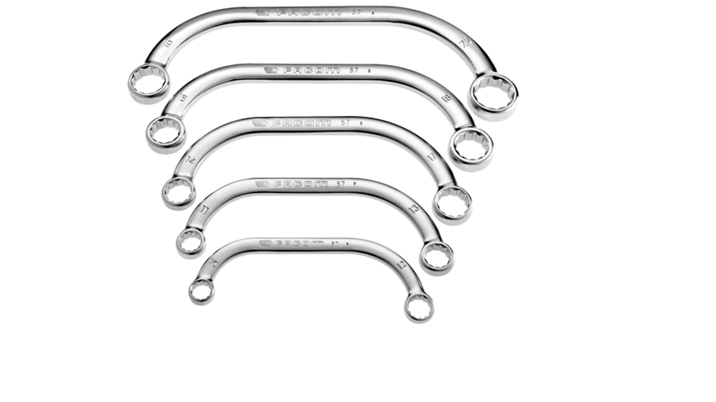 Facom 57.JE Series 5-Piece Ring Spanner Set, 10 x 12 → 19 x 22 mm