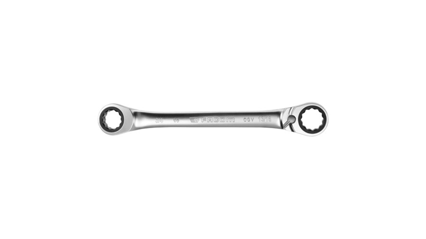 Facom Ratchet Ring Spanner, Imperial, Double Ended, 115 mm Overall