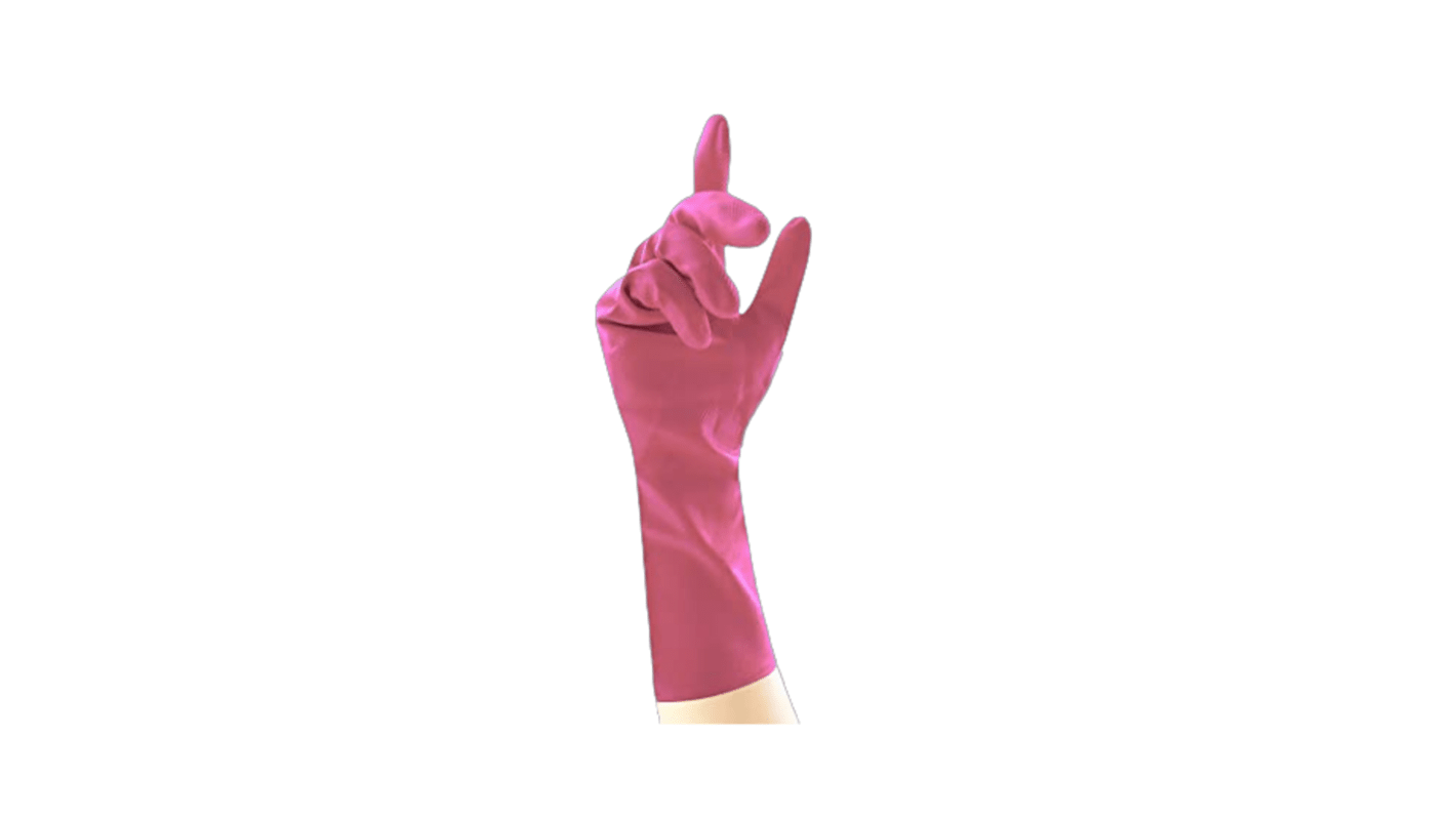 Unigloves Pink Latex Oil Resistant Work Gloves, Size 7, Small