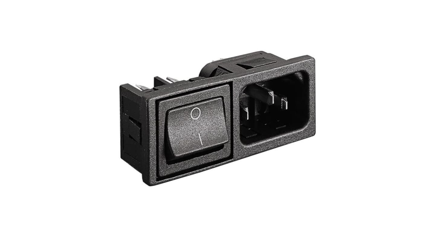 Bulgin C14 Horizontal Panel Mount IEC Connector Male, 10A