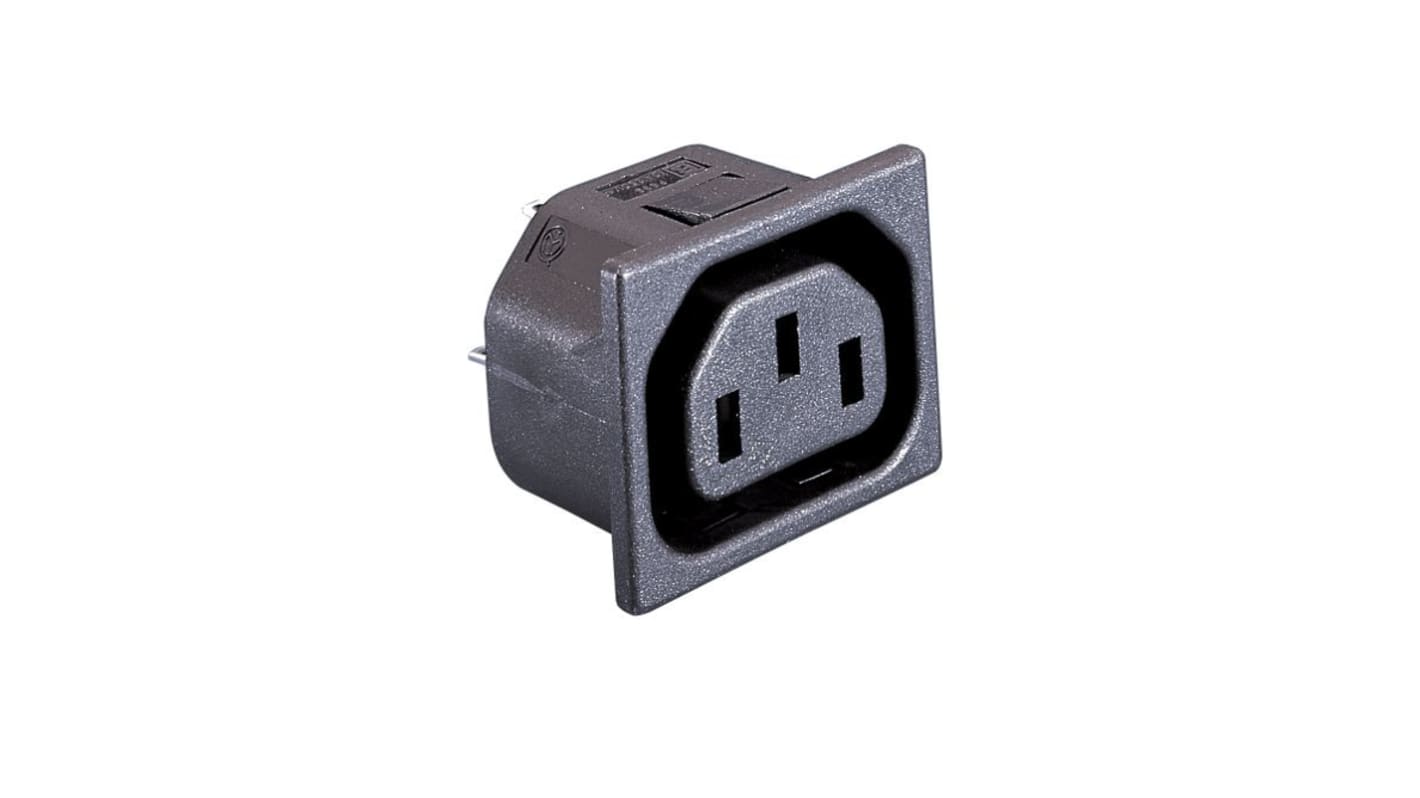 Bulgin F (Outlet) Panel Mount IEC Connector Socket, 10A, 250 V, Fuse Size 5 x 20mm