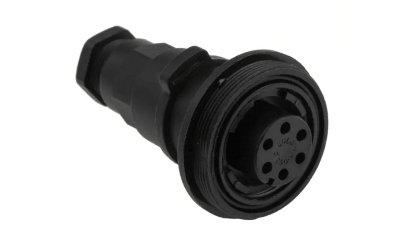 Conector circular Bulgin hembra serie Standard Buccaneer de 6 vías hembra, Montaje en Panel, IP68