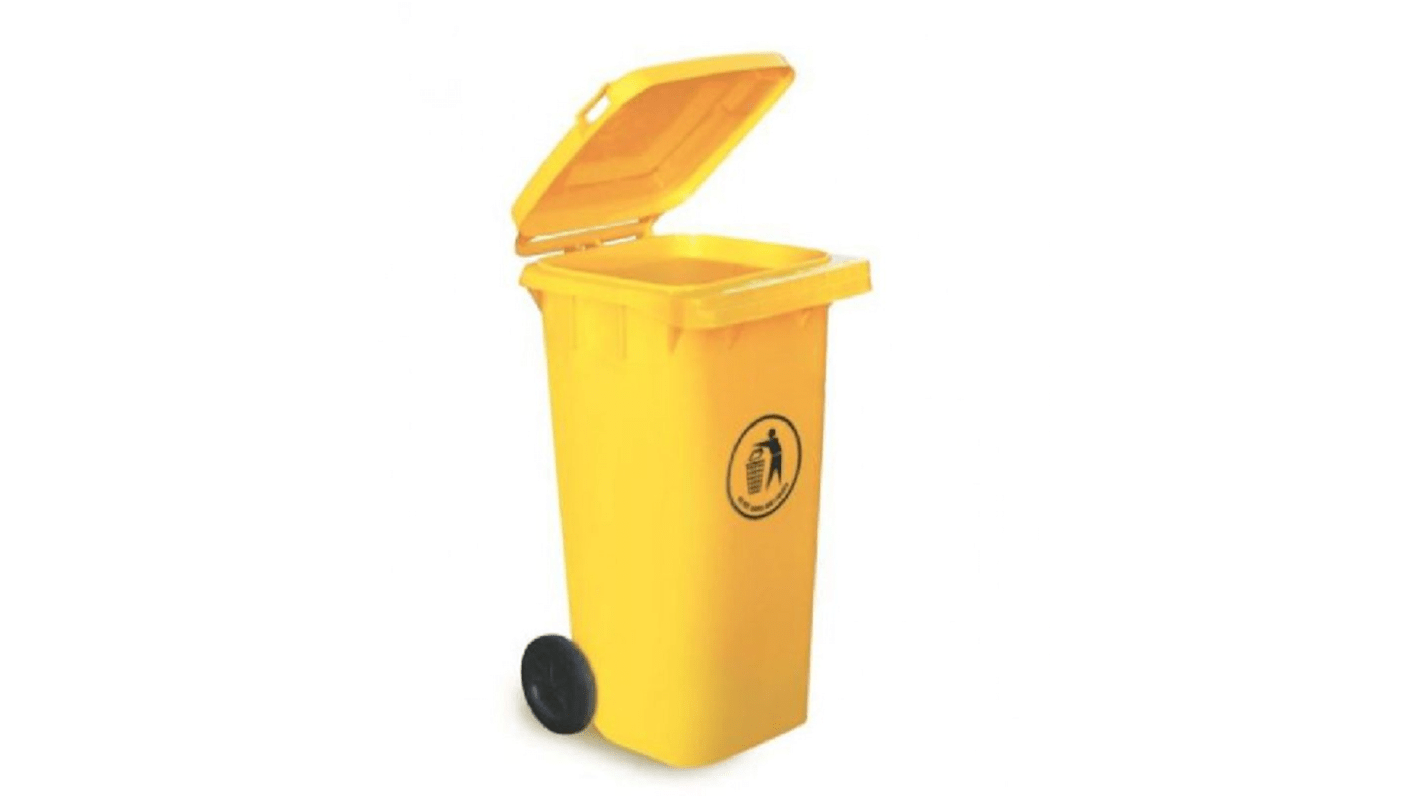 Cubo de basura RS PRO Amarillo de 120L de Polipropileno