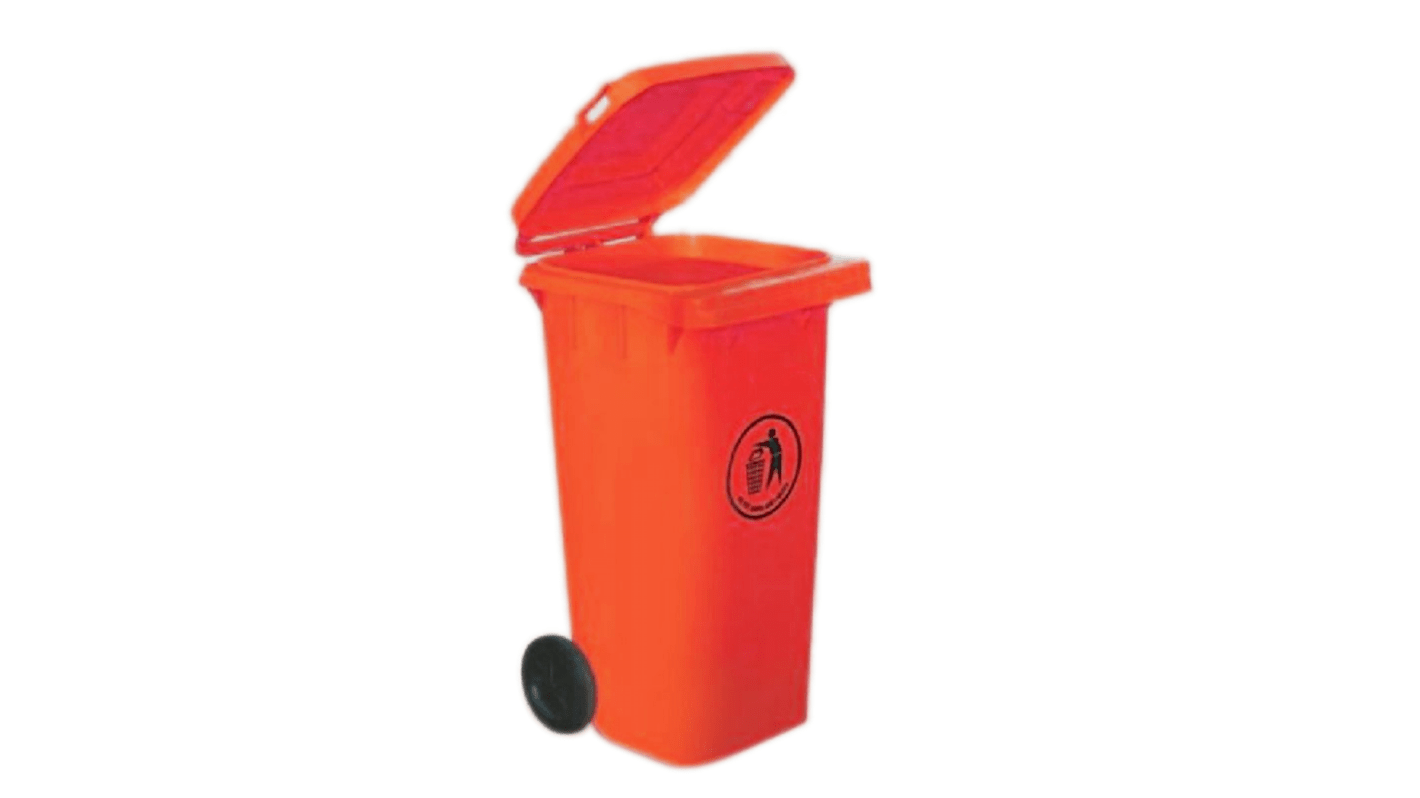 Cubo de basura RS PRO Rojo de 120L de Polipropileno