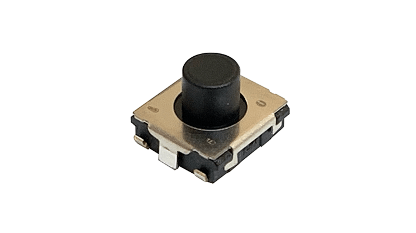 Black Push Plate Tactile Switch, SPST 20 mA 2.5mm Surface Mount