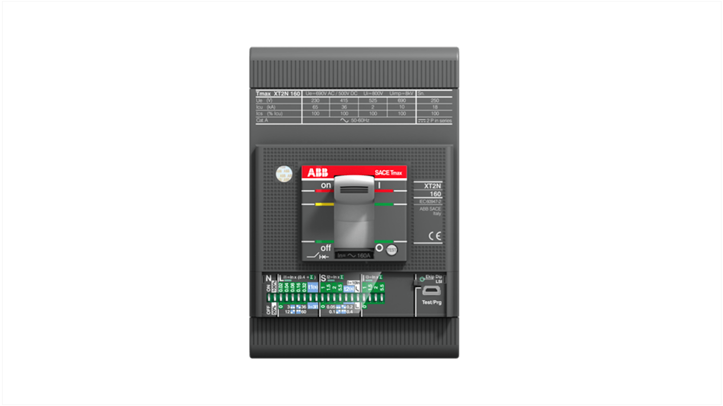 Interruttore magnetotermico scatolato 1SDA067976R1 XT2V 160 Ekip I 10A FF, 3, 10A, Fissa