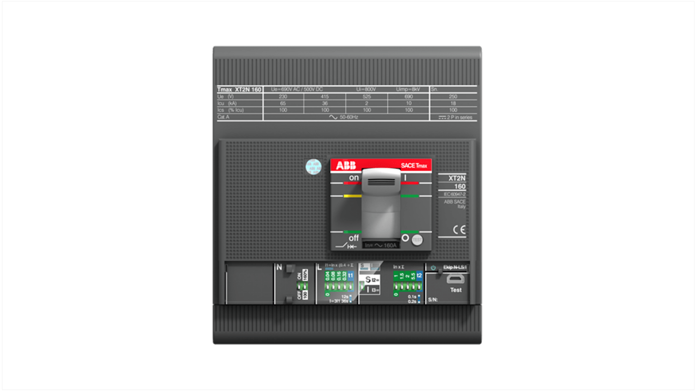 Interruttore magnetotermico scatolato 1SDA068022R1 XT2V 160 Ekip LSIG 10A FF, 4, 10A, Fissa