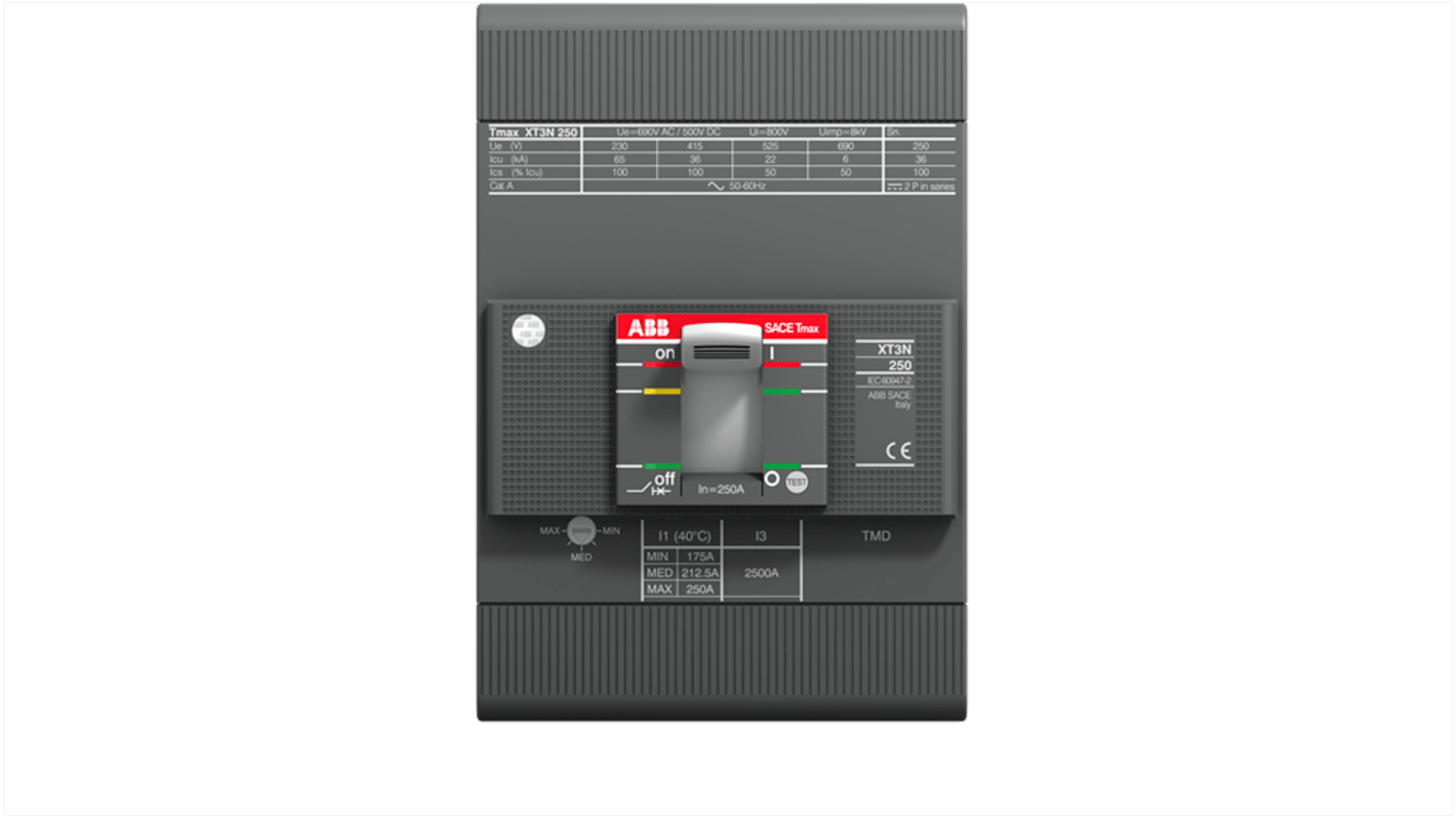 Interruttore magnetotermico scatolato 1SDA068056R1 XT3N 250 TMD 125A FF, 3, 125A, Fissa