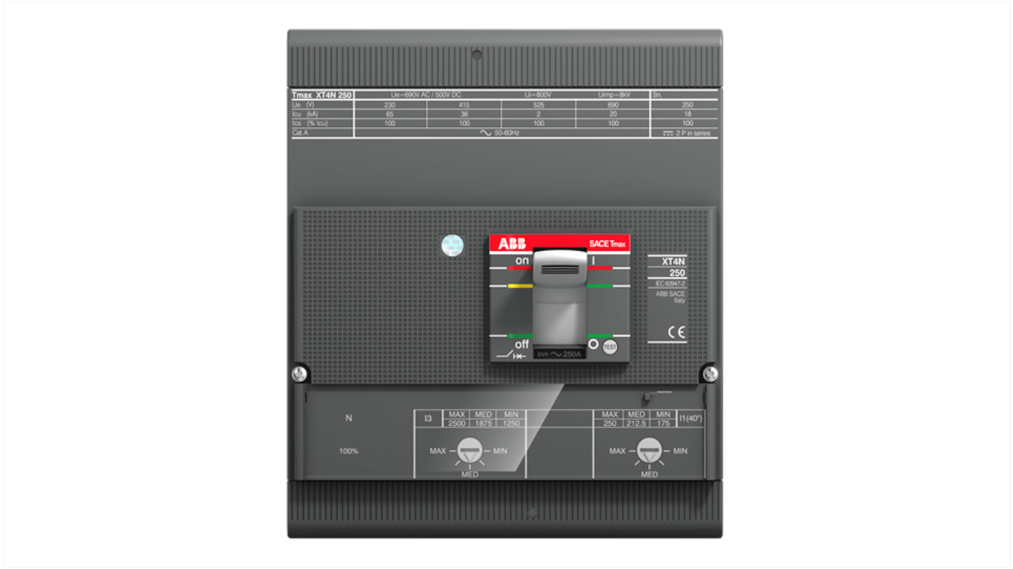 MCCB ABB, 4 Polos, 50A, Montaje fijo, Tmax XT, 1SDA06