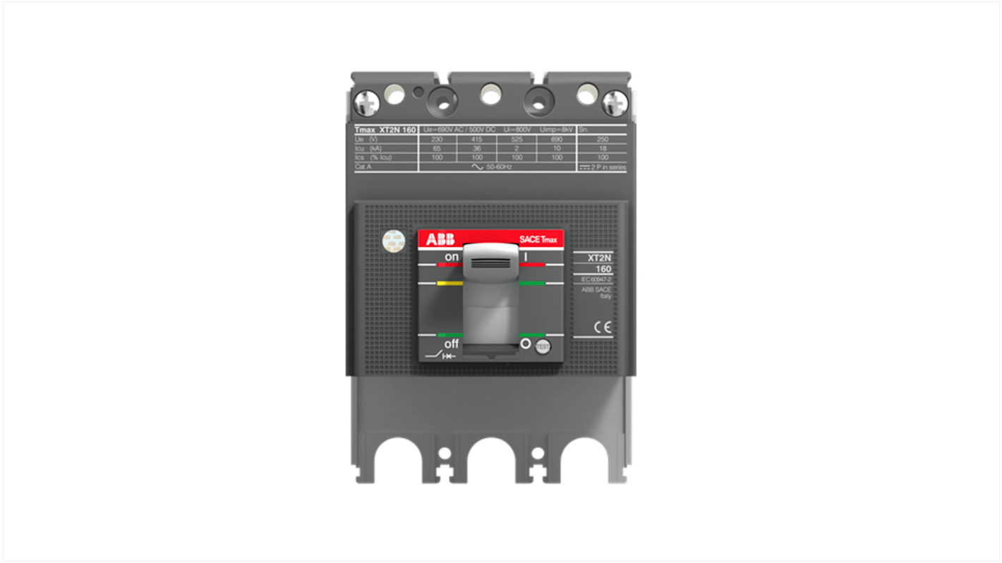 Disjoncteur ABB XT2L 3 pôles, 160A, montage fixe