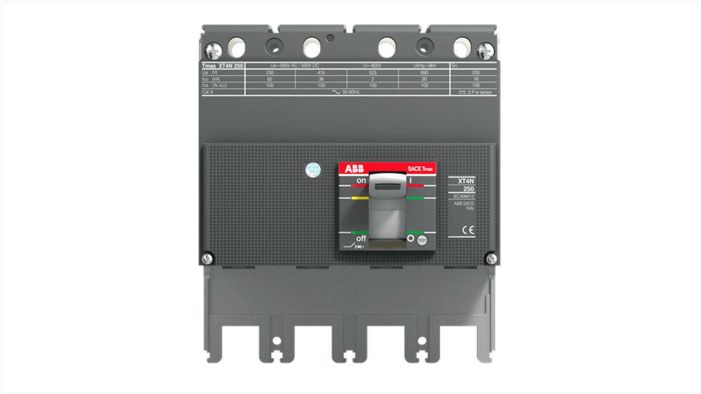 MCCB ABB, 4 Polos, 160A, Montaje fijo, XT4H, 1SDA06