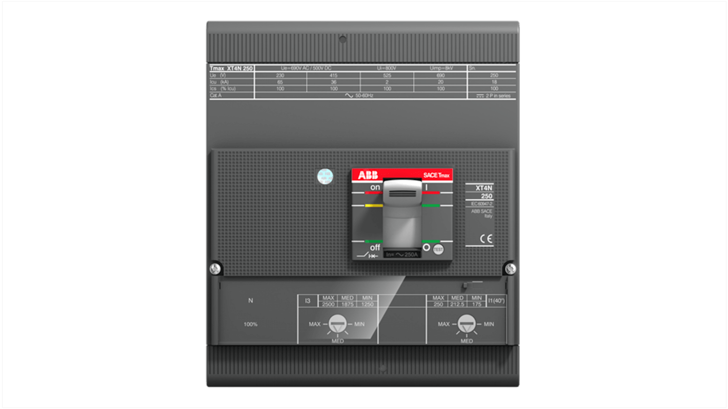 Interruttore magnetotermico scatolato 1SDA068385R1 XT4L 160 TMA 63A FF, 4, 63A, Fissa