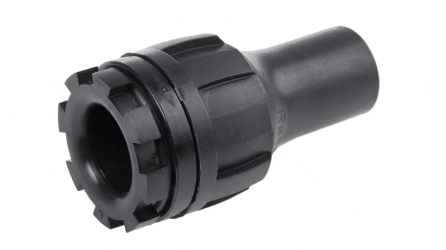 TE Connectivity CES Series Series Black Nylon Cable Gland Locknut, 1-12 UNF Thread, 4.1mm Min, 12.7mm Max