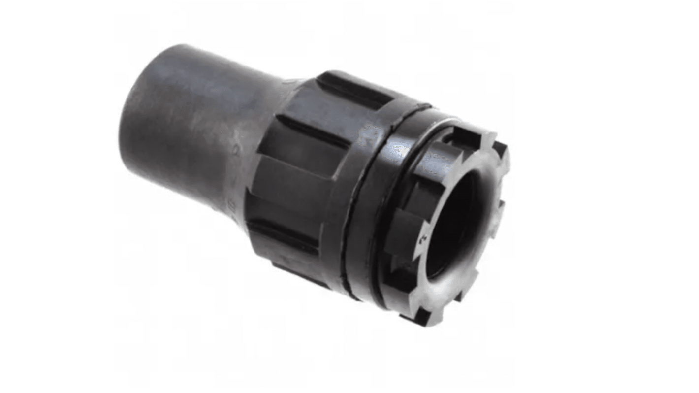 TE Connectivity CES Series Series Black Nylon Cable Gland Locknut, 1-12 UNF Thread, 6.4mm Min, 19.1mm Max