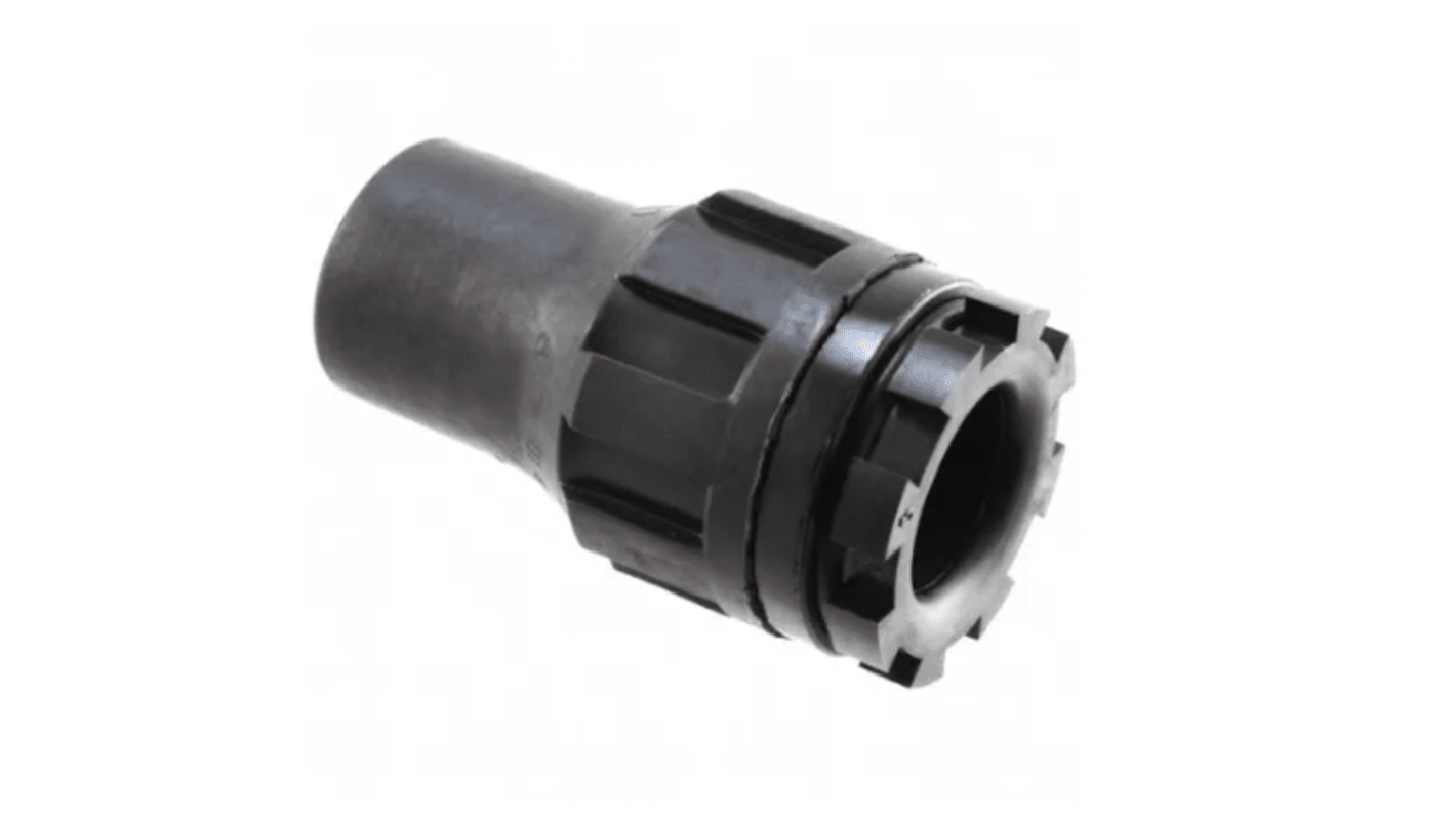 TE Connectivity CES Series Series Black Modified Polyolefin Cable Gland Locknut, 1-3/8-12 UNF Thread, 4.3mm Min, 15.2mm