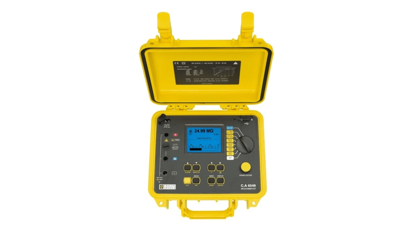 Chauvin Arnoux Insulation Resistance Tester, 40V Min, 5100V Max, 10000GΩ Max