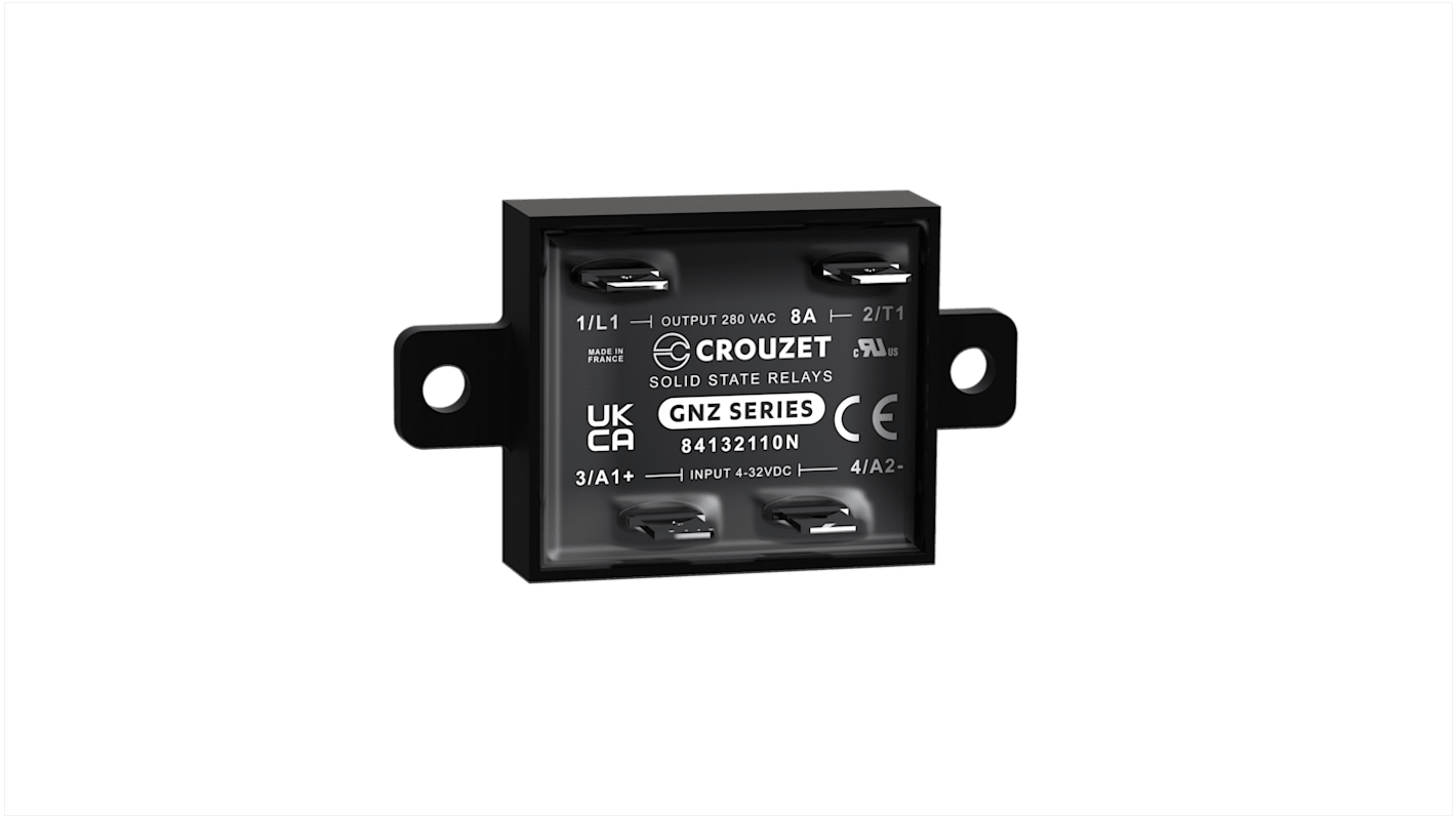 Crouzet Halvlederrelæ, Panelmontering-montering, Maks. 280 V ac/dc, 8 A, Øjeblikkelig