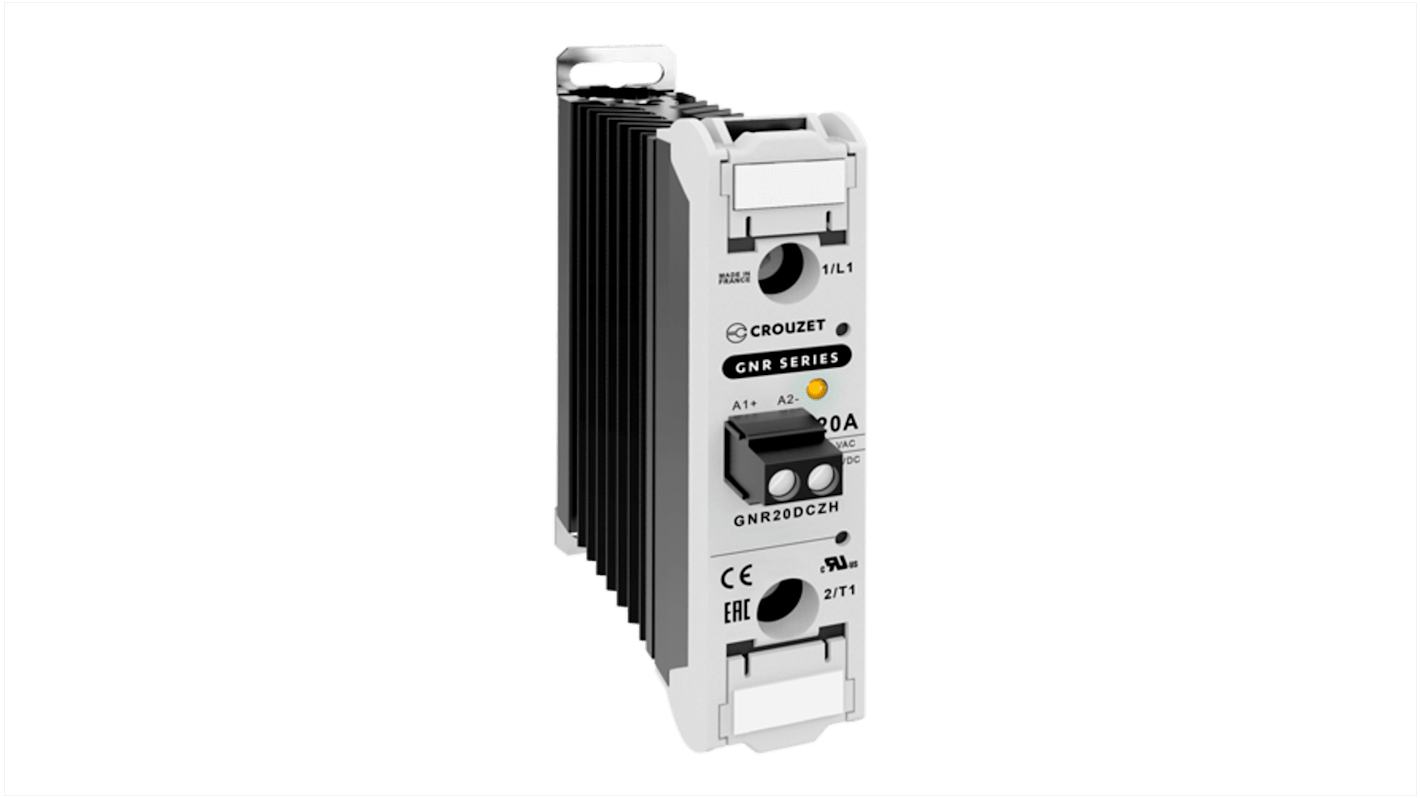 Crouzet GNR Series Solid State Relay, 20 A rms Load, DIN Rail Mount, 660 V ac/dc Load